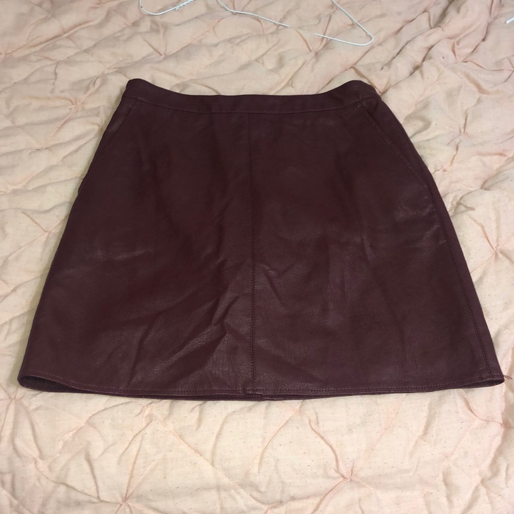Forever 21 Contemporary Burgundy Leather Skirt